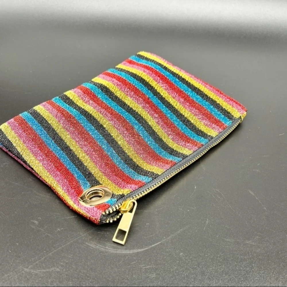 Shimmery striped clutch or makeup bag